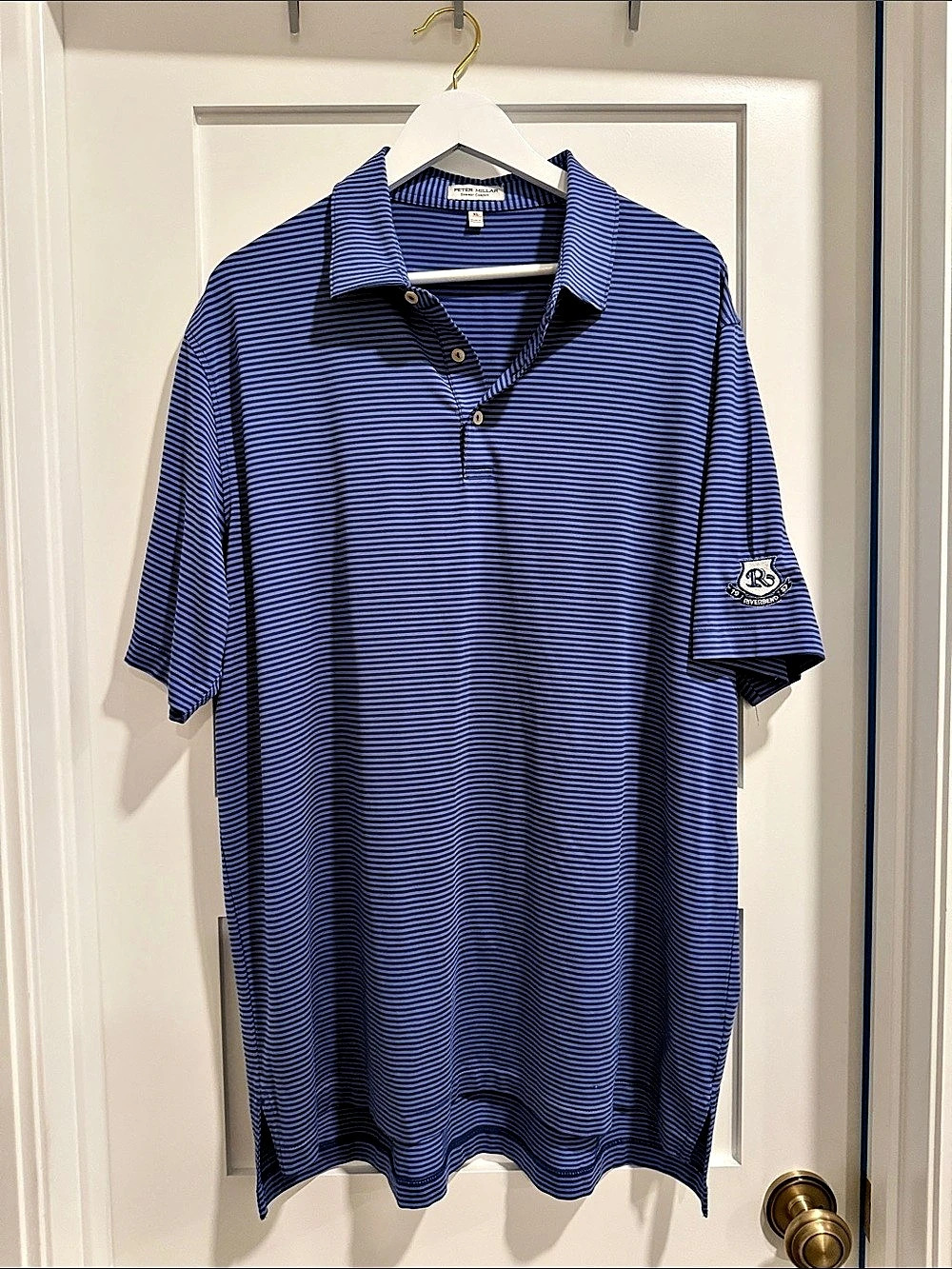 Peter Millar Summer Comfort Striped Performance Polo Blue & Purple XL